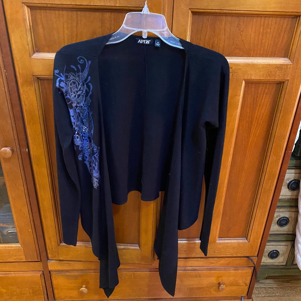 Black embellished shawl cardigan/shrug